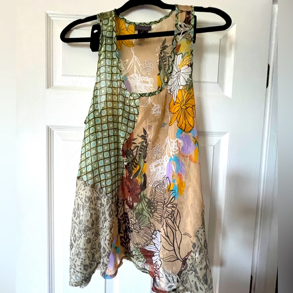 Women’s L tank top by FIRE of Los Angeles - beautiful pattern blocked chiffon